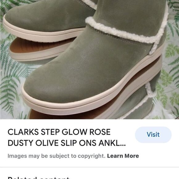 Coudsteppers by Clark’s Step Glow Rose Olive Faux Fur Ankle Boots NWT - Picture 3 of 11